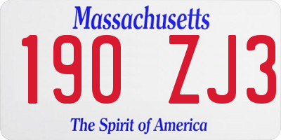 MA license plate 190ZJ3
