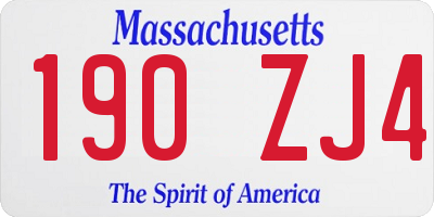 MA license plate 190ZJ4