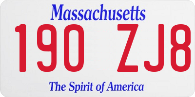 MA license plate 190ZJ8