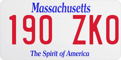 MA license plate 190ZK0