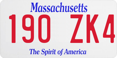 MA license plate 190ZK4