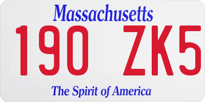 MA license plate 190ZK5