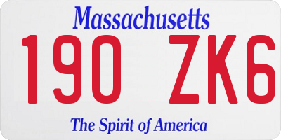 MA license plate 190ZK6