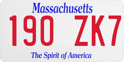 MA license plate 190ZK7