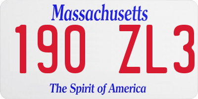 MA license plate 190ZL3