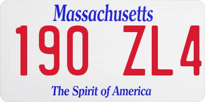 MA license plate 190ZL4