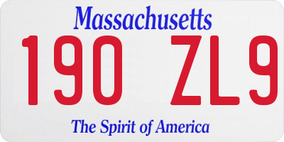 MA license plate 190ZL9
