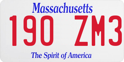 MA license plate 190ZM3