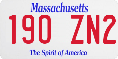 MA license plate 190ZN2