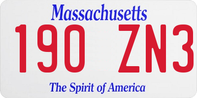MA license plate 190ZN3