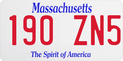 MA license plate 190ZN5
