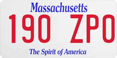MA license plate 190ZP0