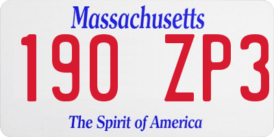 MA license plate 190ZP3