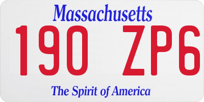 MA license plate 190ZP6