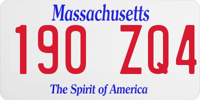 MA license plate 190ZQ4