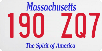 MA license plate 190ZQ7