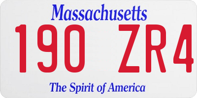 MA license plate 190ZR4