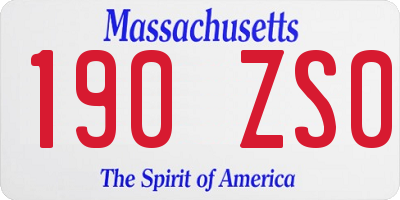 MA license plate 190ZS0