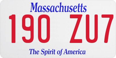 MA license plate 190ZU7