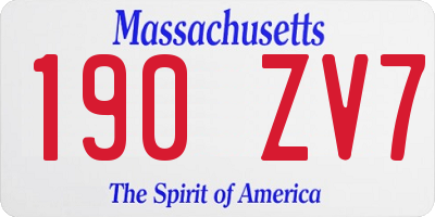 MA license plate 190ZV7