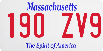 MA license plate 190ZV9