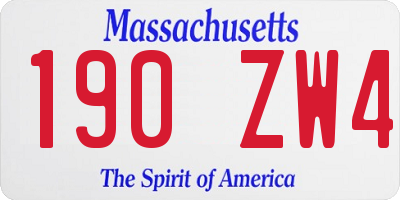 MA license plate 190ZW4