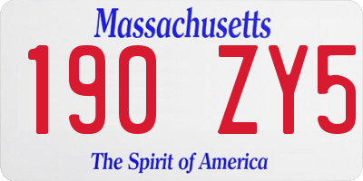 MA license plate 190ZY5