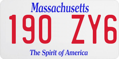 MA license plate 190ZY6