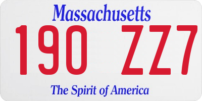 MA license plate 190ZZ7