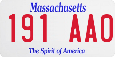 MA license plate 191AA0