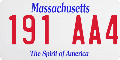 MA license plate 191AA4