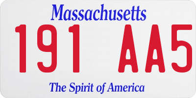 MA license plate 191AA5
