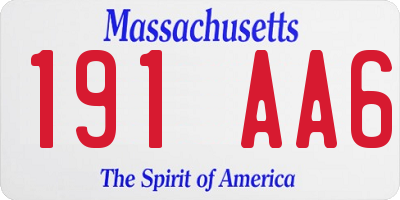 MA license plate 191AA6