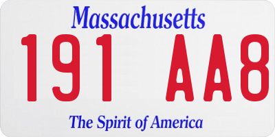 MA license plate 191AA8