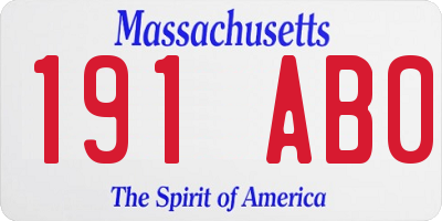MA license plate 191AB0