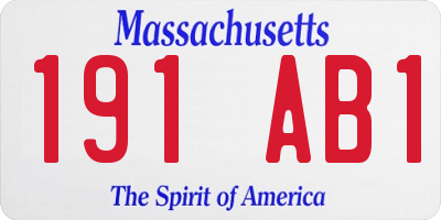 MA license plate 191AB1