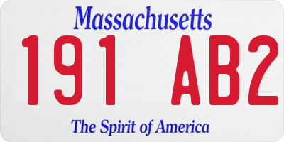MA license plate 191AB2