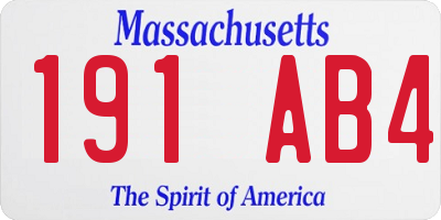 MA license plate 191AB4