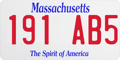 MA license plate 191AB5