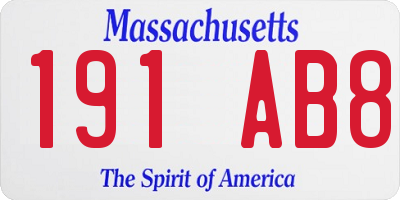 MA license plate 191AB8