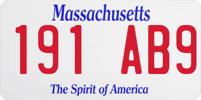 MA license plate 191AB9