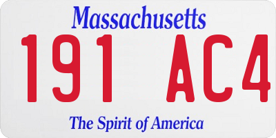 MA license plate 191AC4