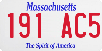 MA license plate 191AC5