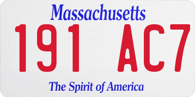 MA license plate 191AC7