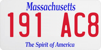 MA license plate 191AC8