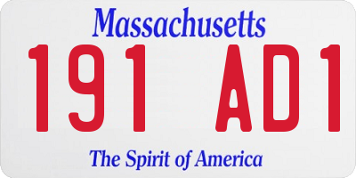 MA license plate 191AD1