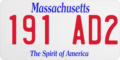 MA license plate 191AD2