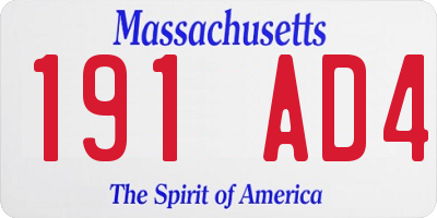 MA license plate 191AD4