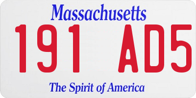 MA license plate 191AD5