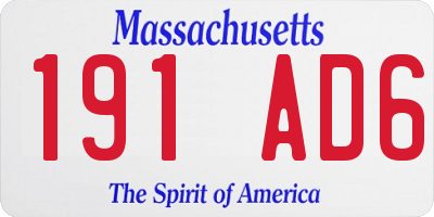 MA license plate 191AD6
